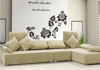 Klasiskais melns (Classic black butterfly ziedu vīnogulāju sienas uzlīmes Eiropas Amerikāņu stila dzīvojamā istaba, guļamistaba, TV dīvāns fona sienas plakāts