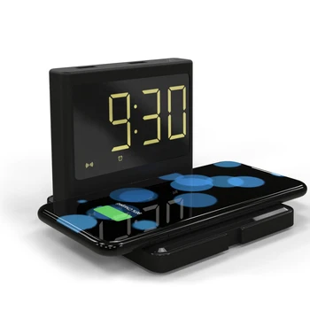 LCD 15W Modinātājs Ātru Bezvadu Lādētāja Lādēšanas Paliktņa Kalendārs Pulkstenis Termometrs cargador inalambrico Par iPhone AirPods