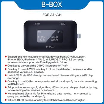 JC B-BOX C3 IPHONE A7-A11 Vienu Taustiņu, Violeta Režīmā IPHONE & iPad4 Atslēgt WIFI Mainīt NAND Syscfg Datu