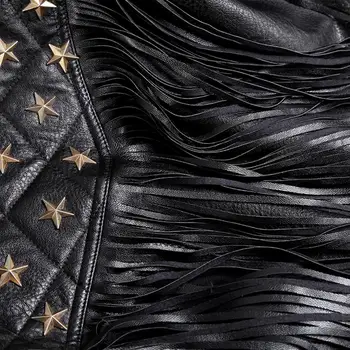 SX 2019 rudens ziemas jauno modes sieviešu īsa pieguļoša pu āda melns motocikls frēzēšana kniežu pušķis ādas jaka