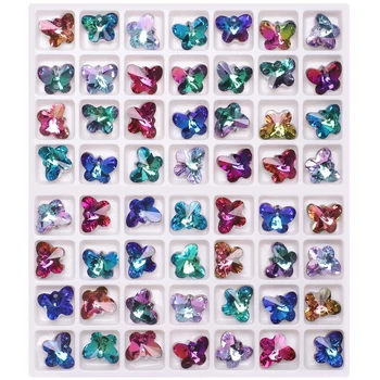14mm Austrijas Crystal Butterfly Kuloni, Piekariņi, Stikla Lodītes Krāsains Sieviešu Rotaslietas Pieņemšanas Auskari, Kaklarota, DIY 20Pcs/Daudz