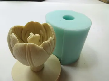 Silikona Pomādes Kūka Pelējuma 3D Tulpju Pušķis Ziedu Dizains, Roku darbs Ziepes, Silīcija Gelu, Pelējums, Sveču Aromāts, Akmens HC0018