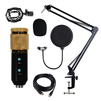 Profesionālās Kondensatoru USB BM838 Studijas Mikrofons Vokālā PC Ierakstu Karaoke Mikrofona Komplekts Radio Braodcasting Mic stand