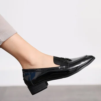 LIHUAMAO Melns Klasisks penss mokasīni sieviešu ikdienas apavi norādīja toe biroja karjeras puse āra kājām