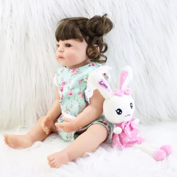 55cm Mīkstās Full Silikona Atdzimis Bērnu Lelle, Rotaļlieta Vinila Jaundzimušo Princesi Meitene Bērniem Ar Trušu Kā Dzīvs Bebe Bērnu Boneca Vanna