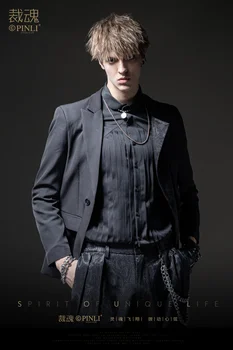 Bezmaksas piegāde jaunu vīriešu vīriešu modes dizaina Dvēseles 2020. gada rudens melnās žakarda mētelis ikdienas žakete, uzvalka veste BC203106013