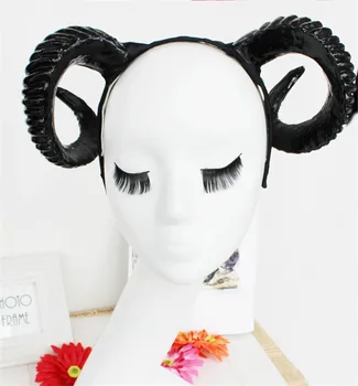 1gb Roku darbs Cosplay Ragu Aitu Galvas Hairband Piederumu Dēmons Ļauns, Gothic Lolita Cosplay Halloween Cepures Aksesuāri
