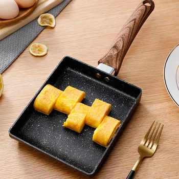 Japāņu yuzuku kvadrātveida mini non-stick pannas ar biezu olu un kviešu, rīsu akmens maza panna ar Ceptiem olu sadzīves b