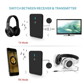 Zema latentuma Bluetooth 5.0 Raidītājs Uztvērējs 2 In 1 Audio Bezvadu Adapteri, Lai Auto TV PC Skaļruņu Austiņas ar 3,5 MM Aux Ligzda