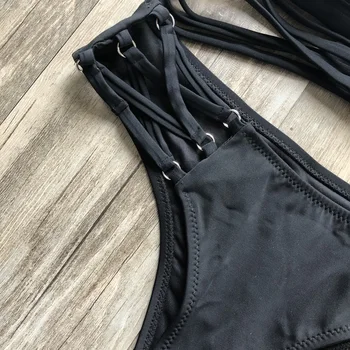 Peldkostīmi Sievietēm Vasarā Beachwear Bikini 2019 Jaunu Dobi No Sexy Peldkostīms Backless Push Up Peldkostīms Melnā Bikini Komplekts