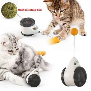 Interaktīvais Kaķis Rotaļlietas Spin Režīmā ar Riteņiem Catnip Pet Cat Bumbu Rotaļlieta Funny Pet Spēli Kaķis Piegādēm, Nav Nepieciešams Akumulators