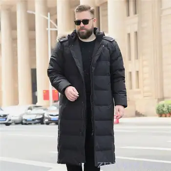 Ziemas vīriešu plus lieluma ilgi vīrietis 10XL plus lieluma cilvēks pīļu dūnu jaka 9XL ziemas jaka vīriešiem zīmola dūnu jaka kažokādas kapuci