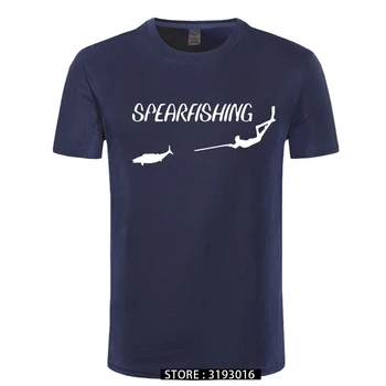 Sperfishing Freediving Spearfish Print T-krekls Vīriešiem O-veida Kakla T-krekls ar Īsām Piedurknēm Krekls Gadījuma T t-veida Topi