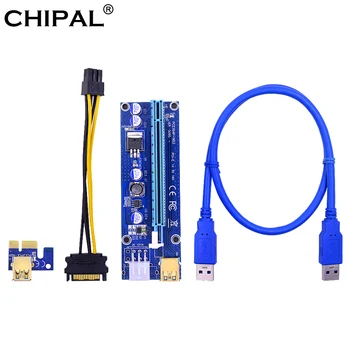 CHIPAL Zelta VER009S PCI-E Stāvvadu Kartes 009S PCI Express PCIE 1X, lai 16X 100CM 60CM USB 3.0 Kabeli, 6Pin Barošanas BTC Miner Ieguves