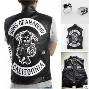 4 Stili Dēli Anarhiju Izšuvumi, Ādas Rock, Punk Vest Cosplay Kostīms Melnā Krāsā Motocikls bez Piedurknēm, Jaka dropshipping