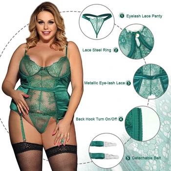 Comeonlover Seksīgā Ziemassvētku Babydoll Karstā Plus Lieluma Sleepwear Zaļā Transparente Dessous Erotiska Izšūšanas Mežģīņu Apakšveļa RI80535