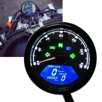 Universālā Motocikla Paneļa Anti-glare LCD Ciparu Dual Ātrums 6 Pārnesumu Regulējams Motociklu Spidometrs, Odometrs, Tahometrs