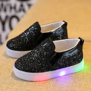 Bērnu Čības Ar Gaismas Jauno Rudens Bērnu, Meiteņu, zēnu, LED Toddler Kurpes Anti-Slīdēšanas Sporta Bērnu Modes Vizuļi PU Dzīvokļi Sneaker