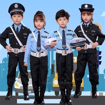 Halloween Tiny Cop Zēns Policijas Vienādu Cosplay Kostīms Bērniem Karnevāla Puse Armijas Ziemassvētku Dāvanu Bērniem Masku Karnevāls Puse