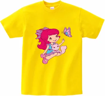 Jauki diezgan lolie drukāt meitene vasarā valkāt, bērnu T-krekls salds zemeņu meitene īsām piedurknēm T-krekls 2-15 gadu vecs, gudrs meitene