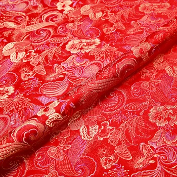 Satīns-brokāta auduma žakarda audumi, materiālu šūšanai cheongsam un kimono neilona auduma