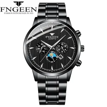 FNGEEN Kvarca Pulksteņu Vīriešiem Eleganti Stianless Tērauda Pulksteņi luksusa Masculino Relogio Ūdensizturīgs rokas Pulkstenis Vīriešu pulkstenis Reloj montre