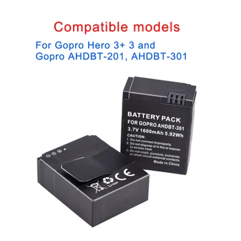 Palo 2GAB Kameras Akumulators 3,7 V + Dual USB Lādētājs Gopro Hero 3/3+ AHDBT-201/AHDBT-301 Kameru Piederumi Lādētājs