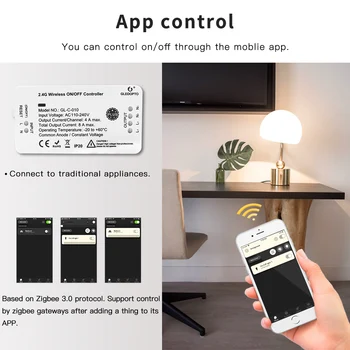 Gledopto Zigbee Smart Switch Kontrolieris Plus AC 110V, 220V ON OFF APP Bezvadu Tālvadības pults Strādā ar Amazon Echo SmartThings