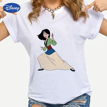 Disney Mulan Lielajam T krekls Sieviešu Vasaras Top Zīmola Grafiskais Tshirts Ķīnas Kongfu Ikdienas Īsās Piedurknes Smieklīgi Hipster Drēbes
