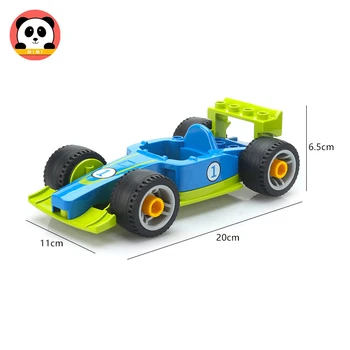 Jaunu Duplos F1 Sacīkšu Auto Lielo Izmēru Celtniecības Bloki Mazulis DIY Karikatūra Automašīnas Modelis Transportlīdzekļa Dāvanu Bērniem Rotaļlietas Saderīgu DuploED