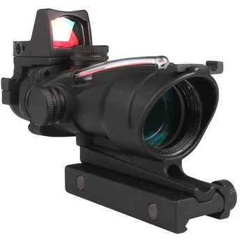 Taktiskā Riflescope 4X32 Šautene Jomu W/Nekustamais Sarkans Zaļš Šķiedras Mini Red Dot Aktuāli Airsoft Medību Fotografēšanas Šauteni, Bise 6-0058