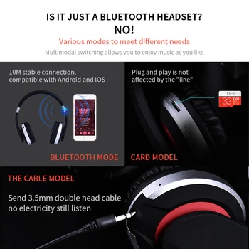 YABA MH7 Bezvadu Austiņas Bluetooth Austiņas Salokāms Stereo Gaming Austiņas Ar Mikrofonu TF Karti IPad Mobilais Tālrunis