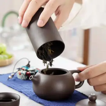 Violeta Smilšu Tējas Tases Keramikas Portatīvo Tējkanna Uzstādīt Āra Ceļojumu Gaiwan Tējas Tases Tējas Ceremonija Teacup Smalku Dāvanu Komplekts