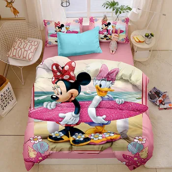Disney Cartoon Mickey Minnie Mouse Gultas Komplekts Jauks Pāris Queen, King Size Meitene, Zēns, Gultas Komplekti Bērnu Sega Sedz Spilvendrānas