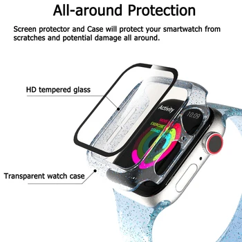Super Plānas Pārredzamu Gadījumā Der Apple Skatīties Series 5 4Case Ar Ekrāna Aizsargs, Ūdensizturīgs Saskrāpēt, Lai Iwatch 44mm 42mm 40mm