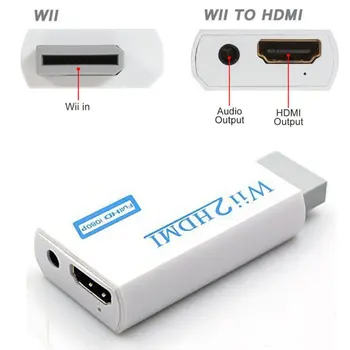 HDMI HD Videoupscaling Pārveidotāja Adapteris Balts+hdmi Kabeli, 720P, 1080P HD Converter Audio Izeja Wii DC Plug 12V ONLENY