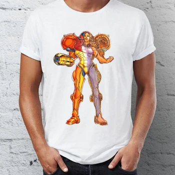 Jauns Vīriešu T-krekls Attēloti Samus Aran Metroid Mīlestība Smieklīgi Artsy Spēļu Tshirt Hip Hop Jauniešiem t-veida Topi Harajuku Streetwear