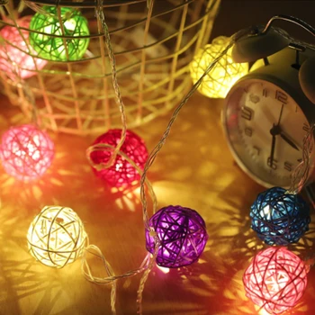 4M Pasaku Gaismas Vainags Bumbiņas Lampas Akumulatora Lampiņa, Ķēdes Rotangpalmas Bumbu LED String Gaismas Pusi, Kāzas, Ziemassvētku Eglītes Rotājumi
