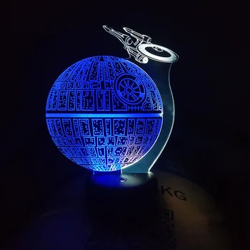 Zvaigžņu Karu Nāves Zvaigzni Modeli 3D Led Lampas, 7 Krāsas, Mainīt, Nightlight Radošo Dubultā Krāsu Rādīt usb Touch Ieslēdziet Nakts lampu Dāvanu