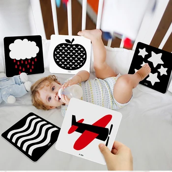 48pcs Montessori Bērnu Rotaļlietas, Melna Balta Flash Karšu Augsta Kontrasta Vizuālais Stimulācijas Mācību Darbības Kartīšu, Baby Dāvanas