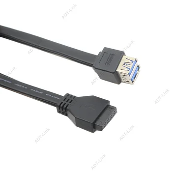 Dubultā Dual Port USB 3.0 Sieviešu Fiksētu Pēdu Veids, lai Mātesplati 20Pin pagarinātāja Vads 30cm 50cm 80cm 0,3 m 0,5 m 0,8 m