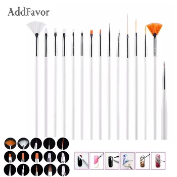 AddFavor 15pcs Nagu Suka Krāsošanas Pildspalvas Akrila Manikīrs Nagu Mākslas Dizaina Otu Komplekts Zīmēšanas Sukas Dotting Instrumenti Nagu lakas Komplekts