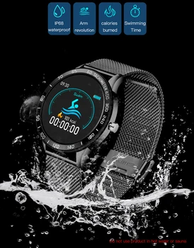 LIGE Jaunas sievietes smart skatīties vīrieši IP68 ūdensnecaurlaidīga sporta iPhone smartband Ziņu vibrēt zvanu atgādinājumu smartwatch Veselības skatīties