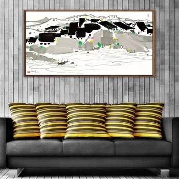 Lielformāta Druka, Eļļas Glezna Wu Guanzhong Ainavu māksla Sienas gleznojums Abstraktās Mākslas Priekšstatu Par Dzīves Telpu krāsošana