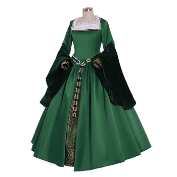 Viktorijas Queen Elizabeth Tudor Periodā Gotiskā Faire Tudor kleita cosplay kostīmu Anne Boleyn zilā franču kleita