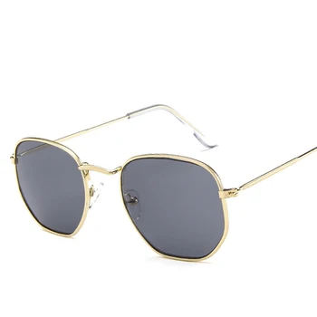 Modes Sešstūra, Kvadrātveida Saulesbrilles Sieviešu Zīmola Dizainere Slim Metāla Rāmis Vintage Briļļu Vīriešiem UV400 Spogulis Dāmas, Saules Brilles
