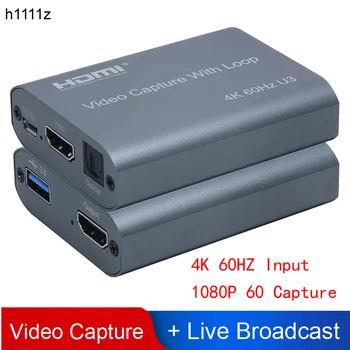 4K 60HZ USB 3.0 Loop Out Audio Video Uztveršanas Kartes 1080P HDMI Video 60fps Grabber Rūtiņu PS4 Spēle Kameru Ieraksti tiešraide