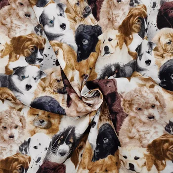 Plaša 140cm Loverly Suns Audums Kokvilnas Audums Raibs Kafijas Kucēns Suns Drukas Auduma Šūšanas Materiālu DIY Bērnu Apģērbu Krekls