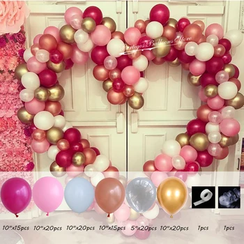 112pcs Valentīna Diena Balonu Vainags Arku Komplekts Karstā Rozā, Balta, Gaisa Lateksa Baloni Dzimšanas dienā, Kāzu, Saderināšanās ballītes Rotājumi