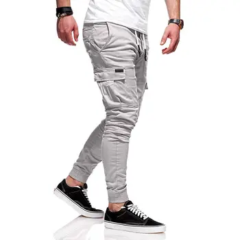 Vīriešu Vogue Slim Fit Potītes-neizšķirts Zīmuli Bikses Joggers Bikses Vīriešu Casaul Aukliņu Sānu Kabatas Harēma Bikses Cietā Sporta